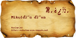 Mikulás Éva névjegykártya